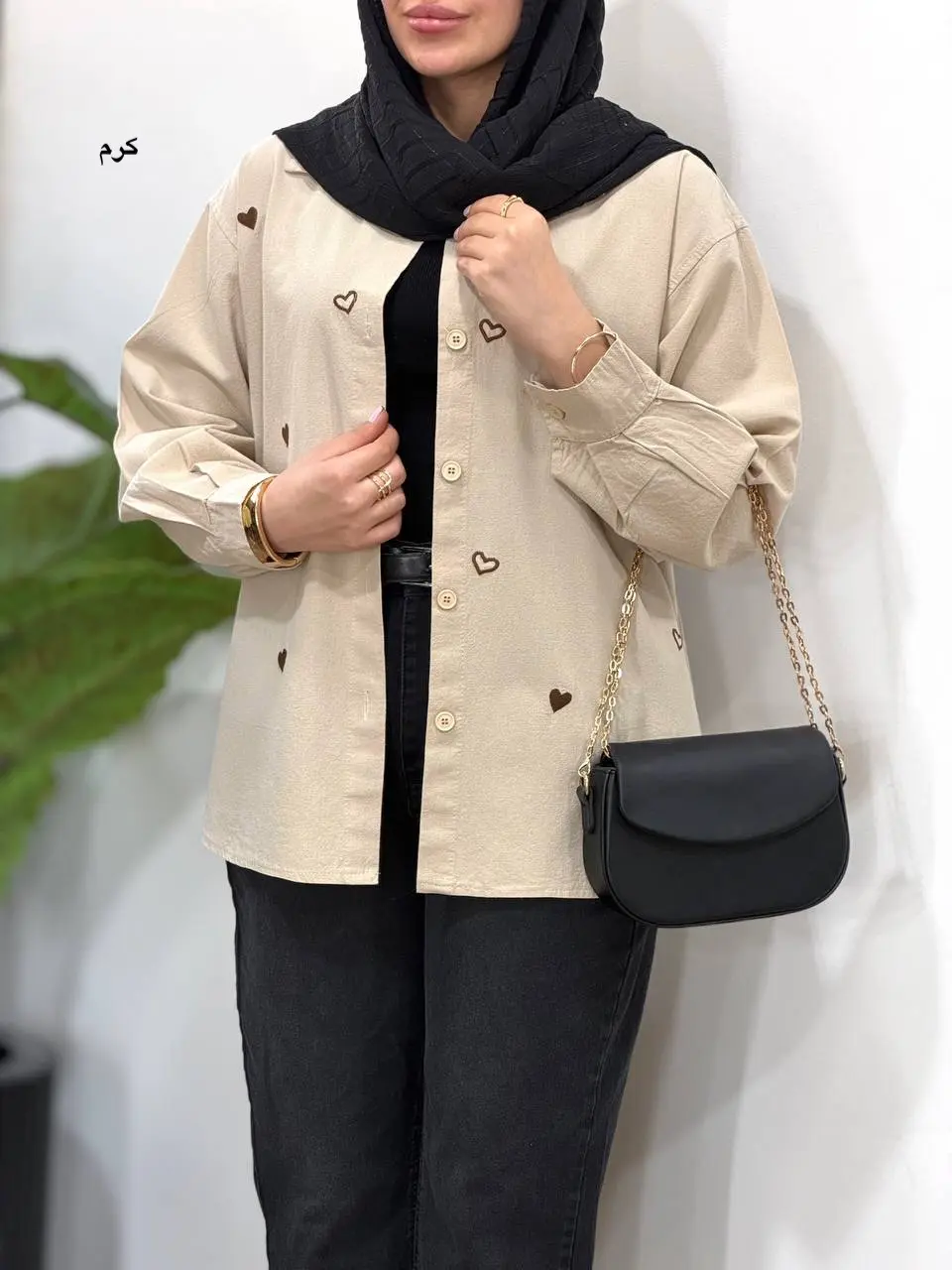 تونیک مانتویی گلدوزی لینن قلب